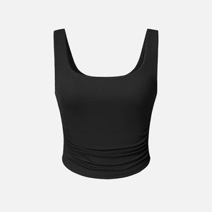 OGL black ruched square neck tank with removable padding brami S